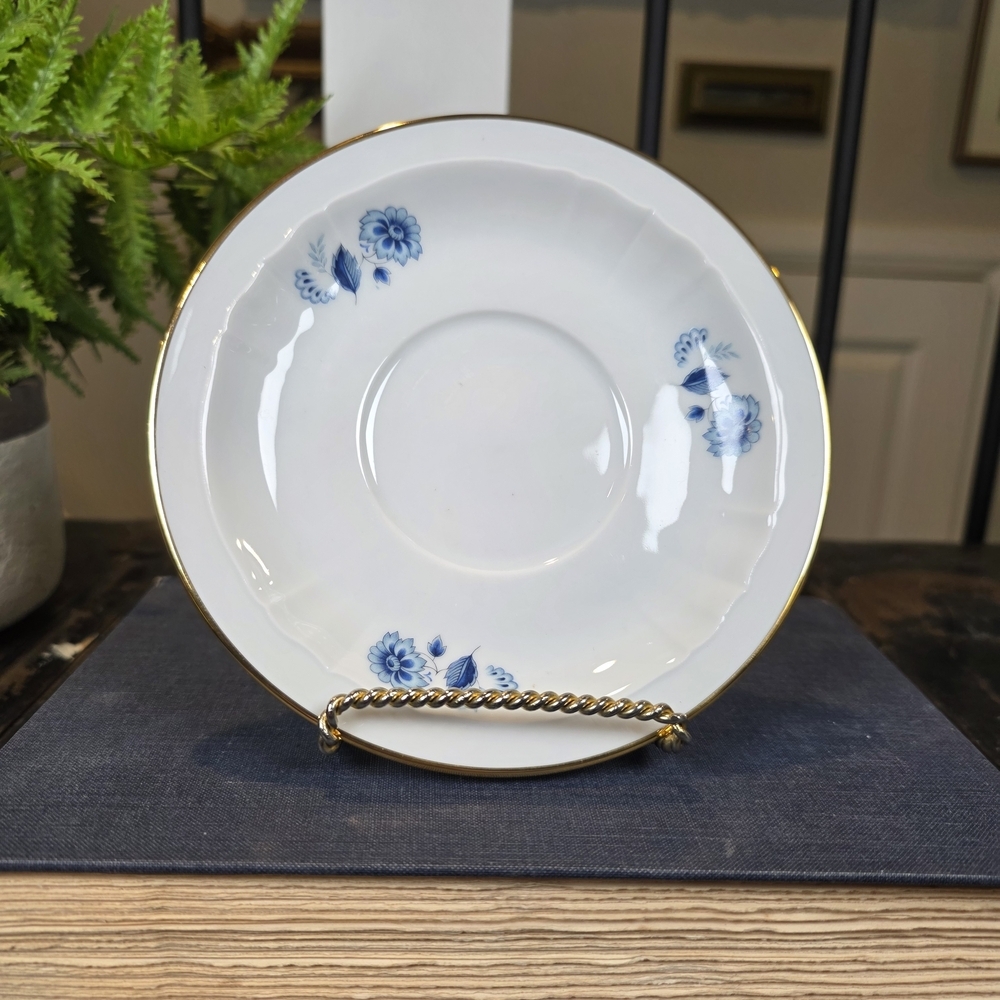 Vintage Delft Blauw Saucer | Ter Steege 1984 Blue Floral Gold Trim China Holland